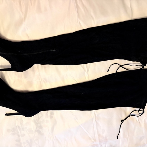 Black Over-the-Knee Heeled Boots (Size 8) Forever 21 winter boots suede - Picture 2 of 6